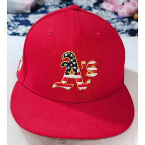Oakland A's MLB 2023 Fourth of July New Era Fitted Hat Cap 59Fifty Size 7 USA